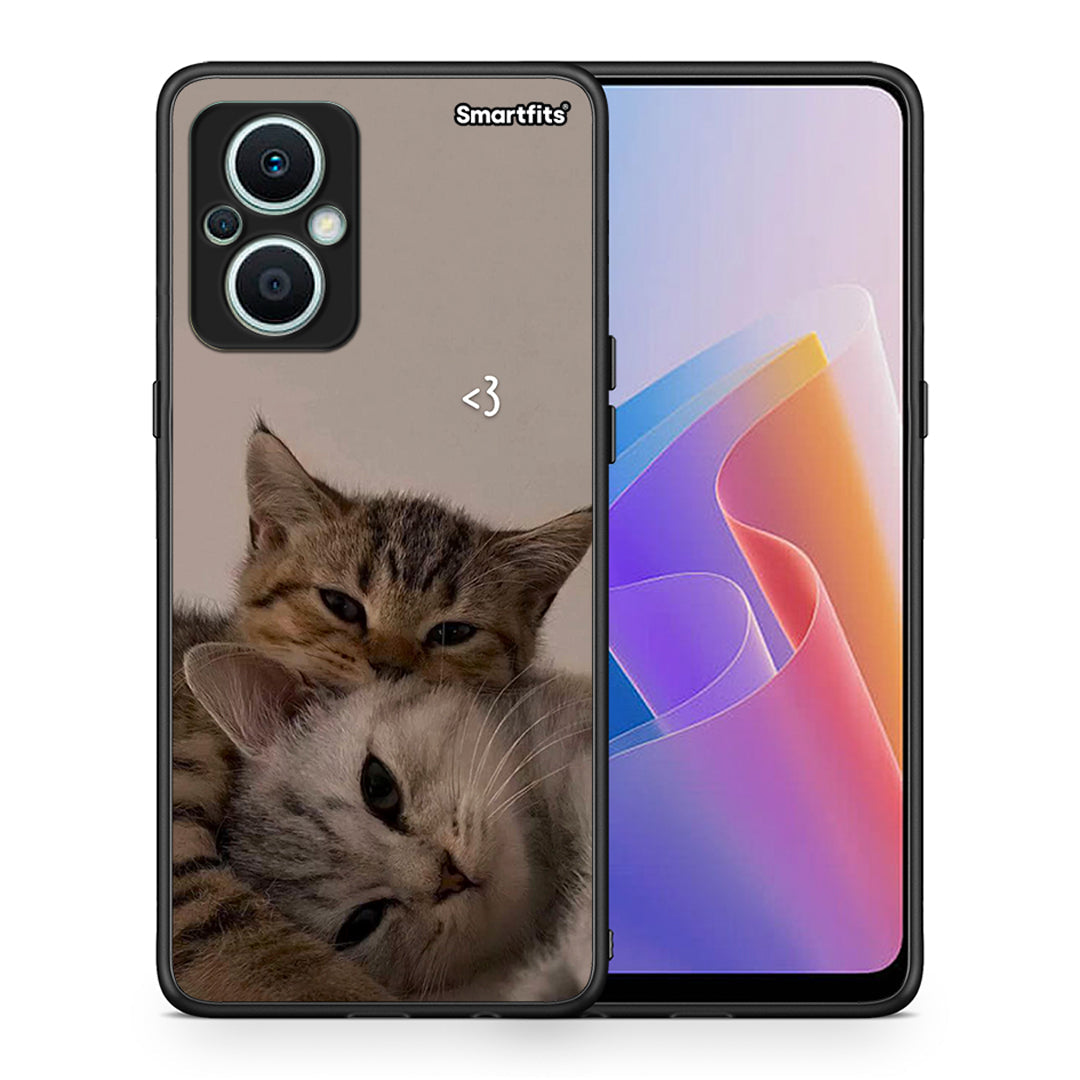 Θήκη Oppo Reno7 Lite Cats In Love από τη Smartfits με σχέδιο στο πίσω μέρος και μαύρο περίβλημα | Oppo Reno7 Lite Cats In Love Case with Colorful Back and Black Bezels