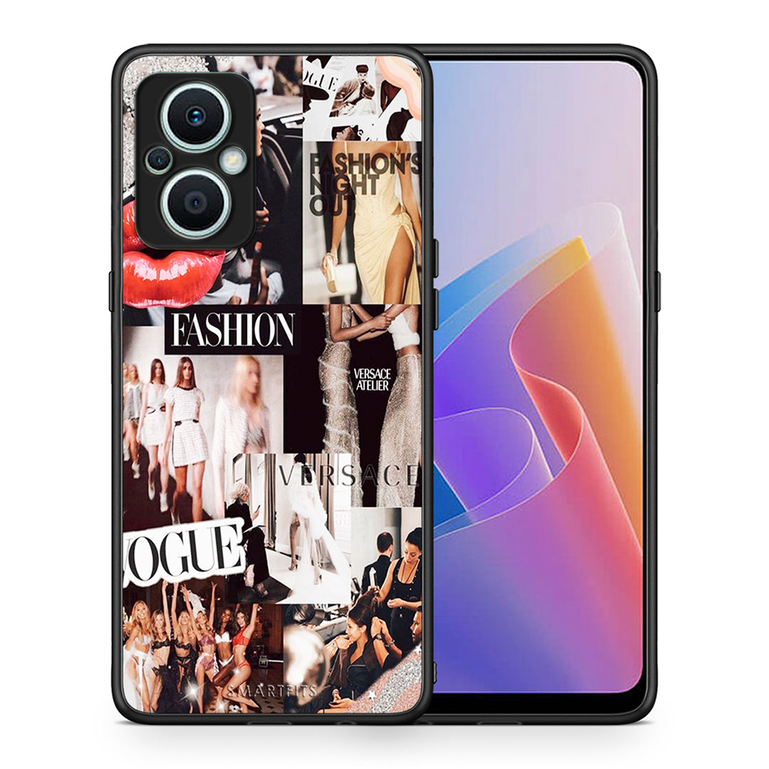 Θήκη Oppo Reno7 Lite Collage Fashion από τη Smartfits με σχέδιο στο πίσω μέρος και μαύρο περίβλημα | Oppo Reno7 Lite Collage Fashion Case with Colorful Back and Black Bezels