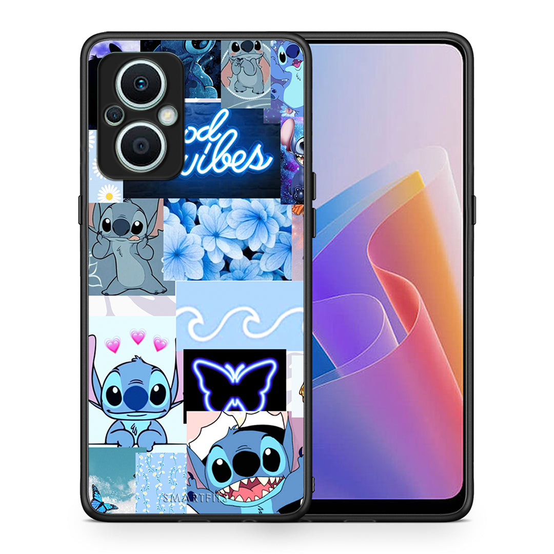 Θήκη Oppo Reno7 Lite Collage Good Vibes από τη Smartfits με σχέδιο στο πίσω μέρος και μαύρο περίβλημα | Oppo Reno7 Lite Collage Good Vibes Case with Colorful Back and Black Bezels