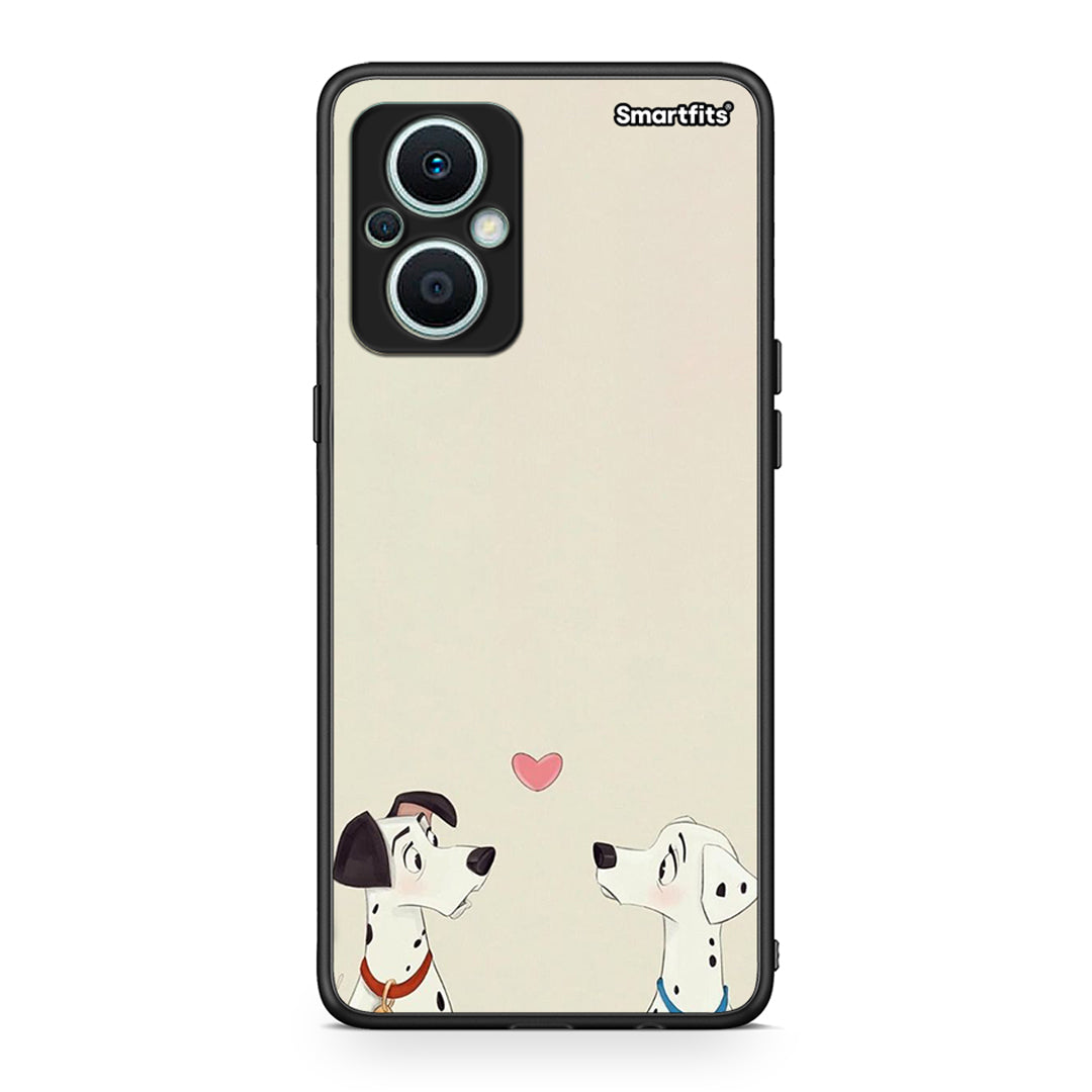 Θήκη Oppo Reno7 Lite Dalmatians Love από τη Smartfits με σχέδιο στο πίσω μέρος και μαύρο περίβλημα | Oppo Reno7 Lite Dalmatians Love Case with Colorful Back and Black Bezels