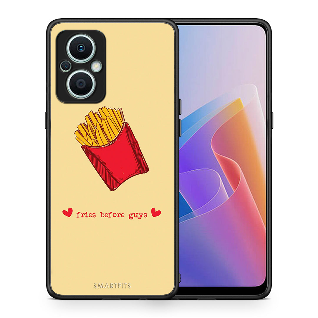 Θήκη Oppo Reno7 Lite Fries Before Guys από τη Smartfits με σχέδιο στο πίσω μέρος και μαύρο περίβλημα | Oppo Reno7 Lite Fries Before Guys Case with Colorful Back and Black Bezels