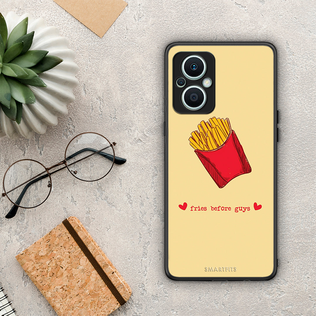 Θήκη Oppo Reno7 Lite Fries Before Guys από τη Smartfits με σχέδιο στο πίσω μέρος και μαύρο περίβλημα | Oppo Reno7 Lite Fries Before Guys Case with Colorful Back and Black Bezels