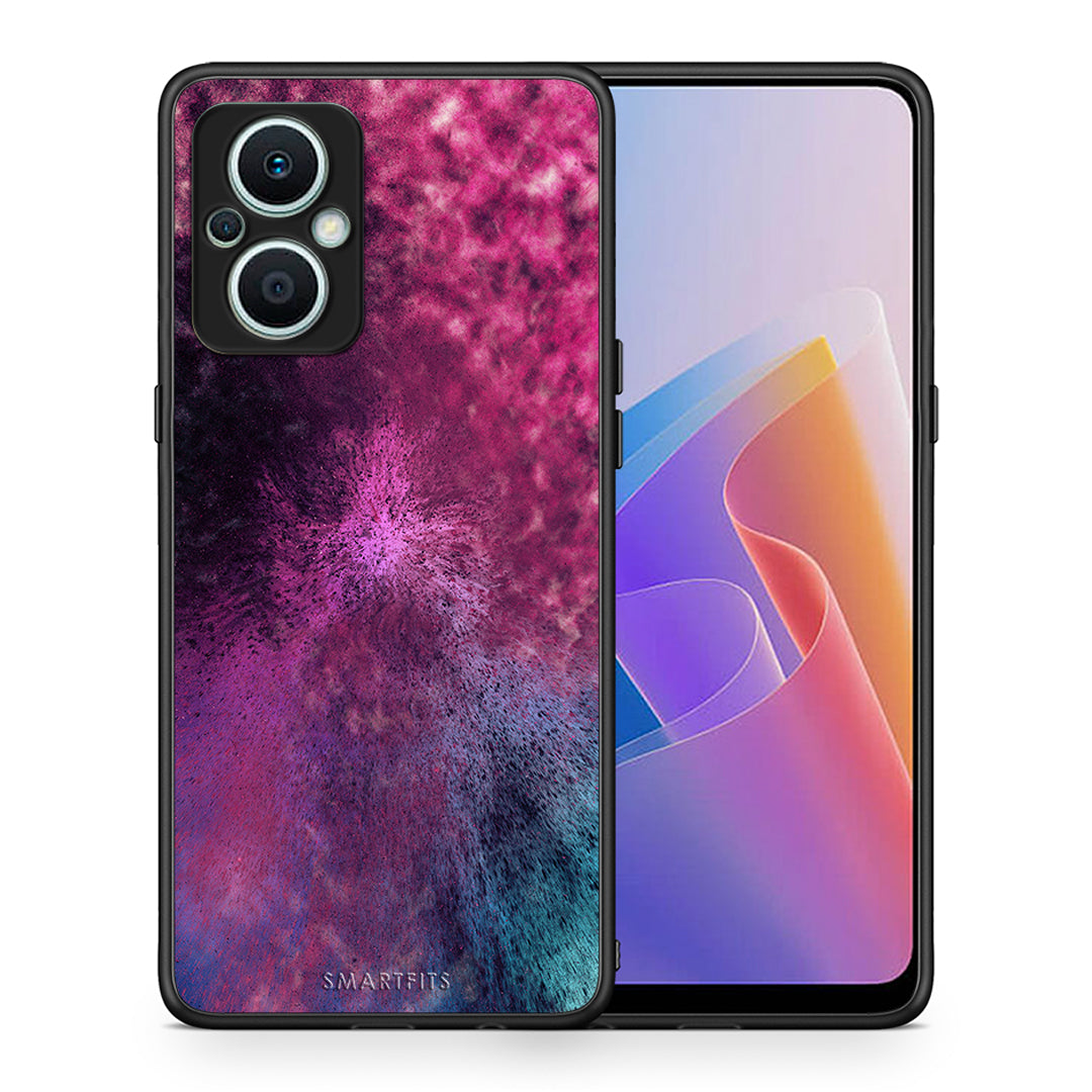 Θήκη Oppo Reno7 Lite Galactic Aurora από τη Smartfits με σχέδιο στο πίσω μέρος και μαύρο περίβλημα | Oppo Reno7 Lite Galactic Aurora Case with Colorful Back and Black Bezels