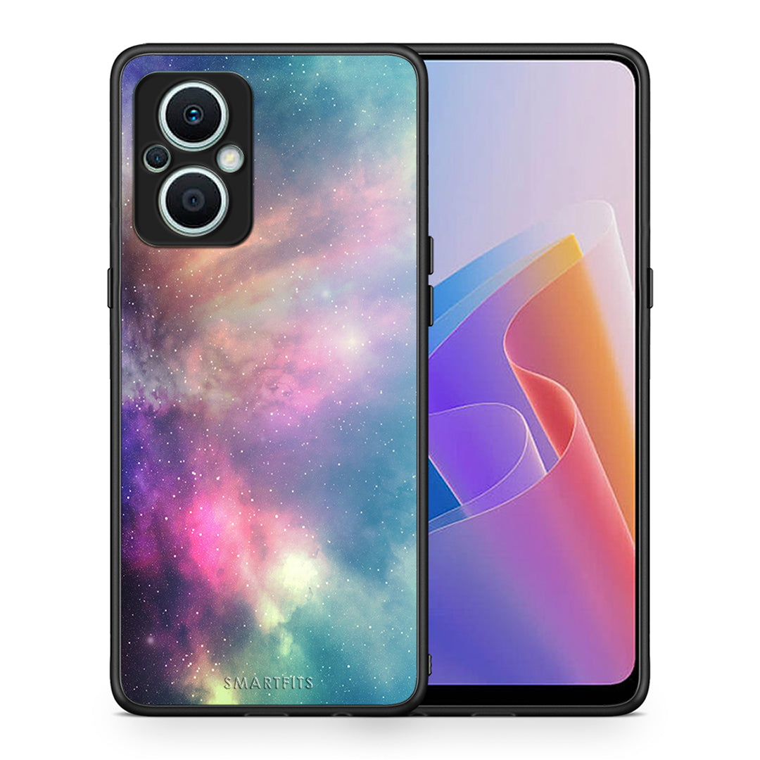 Θήκη Oppo Reno7 Lite Galactic Rainbow από τη Smartfits με σχέδιο στο πίσω μέρος και μαύρο περίβλημα | Oppo Reno7 Lite Galactic Rainbow Case with Colorful Back and Black Bezels