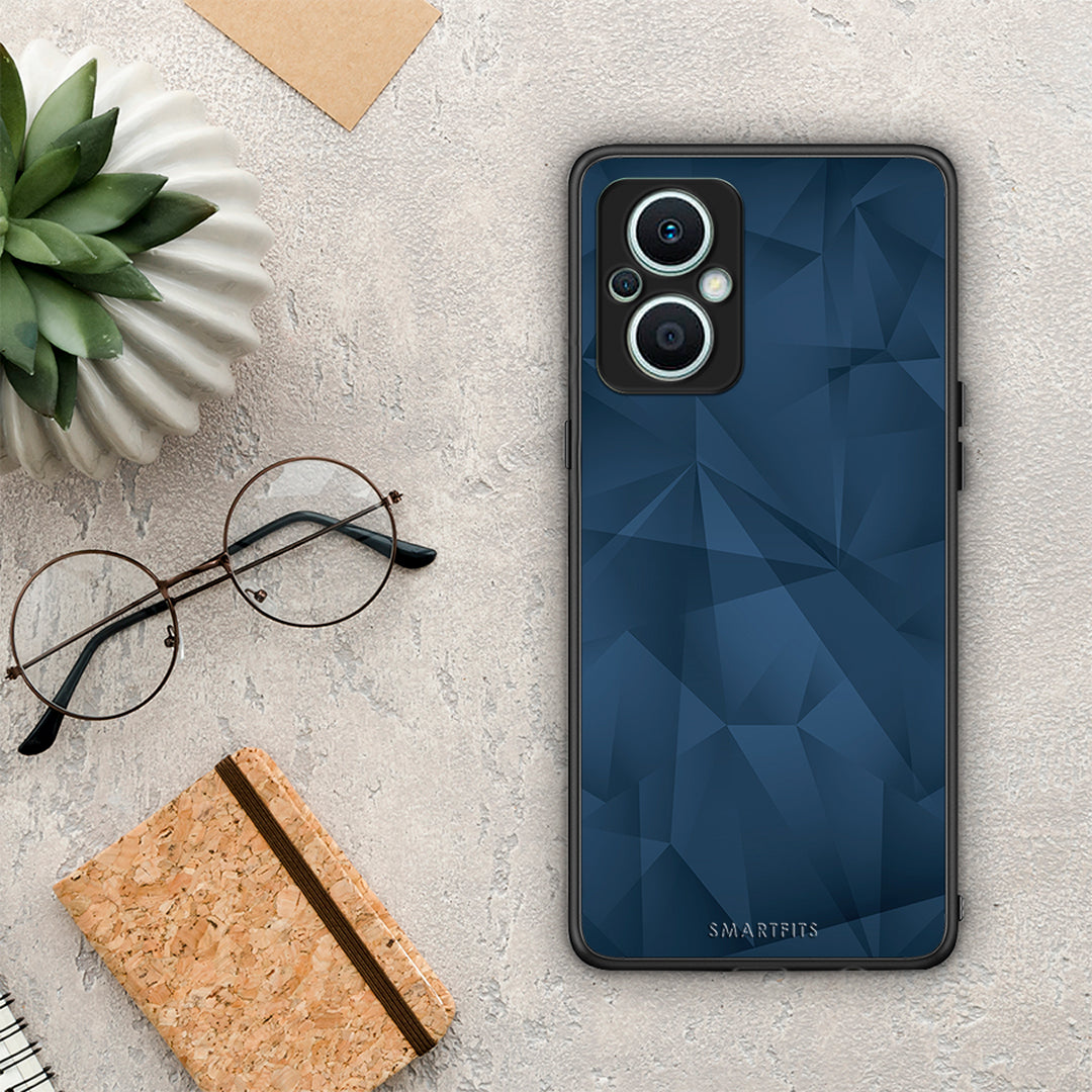 Θήκη Oppo Reno7 Lite Geometric Blue Abstract από τη Smartfits με σχέδιο στο πίσω μέρος και μαύρο περίβλημα | Oppo Reno7 Lite Geometric Blue Abstract Case with Colorful Back and Black Bezels