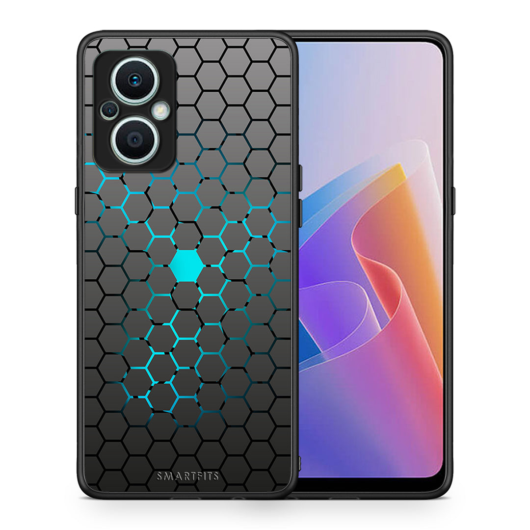 Θήκη Oppo Reno7 Lite Geometric Hexagonal από τη Smartfits με σχέδιο στο πίσω μέρος και μαύρο περίβλημα | Oppo Reno7 Lite Geometric Hexagonal Case with Colorful Back and Black Bezels