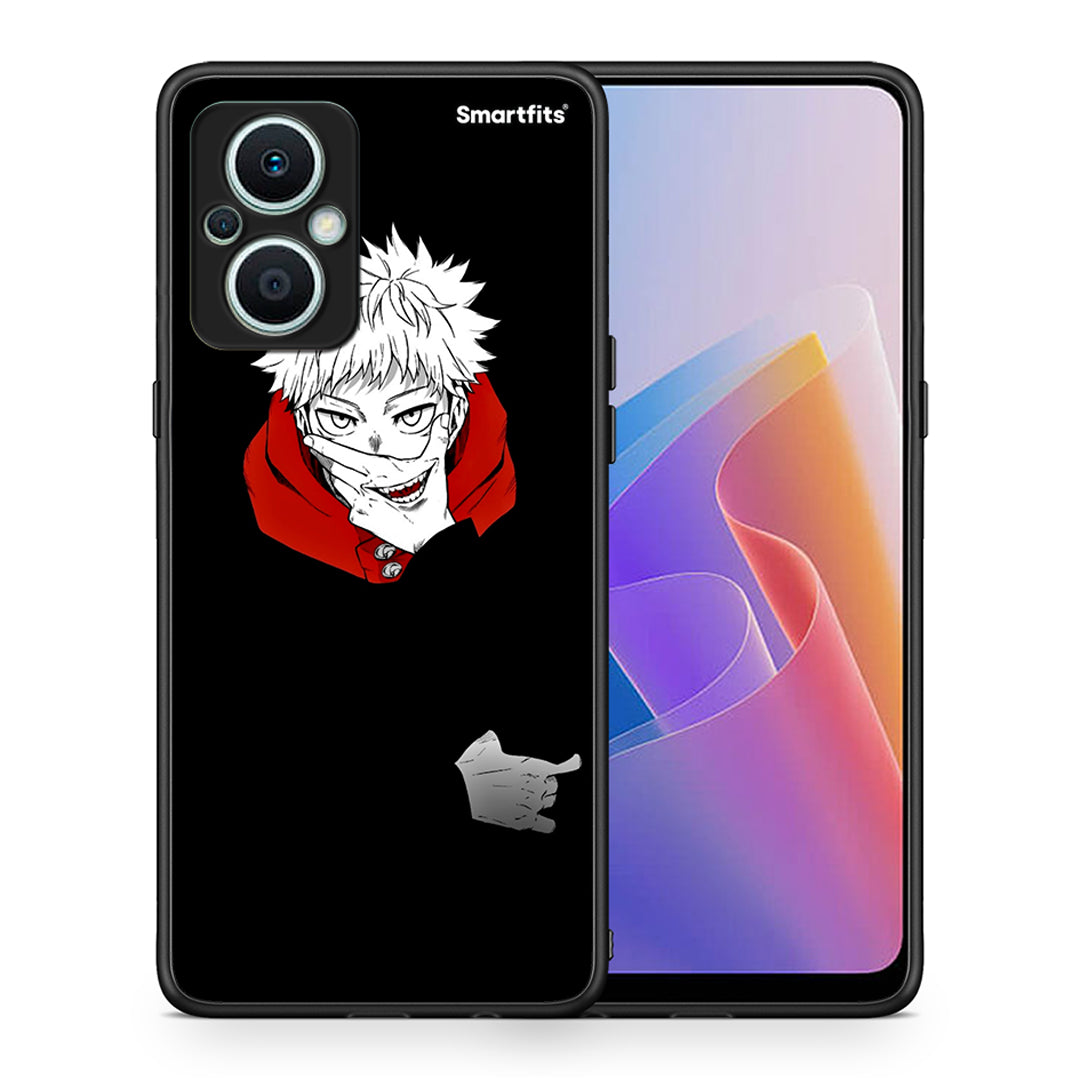 Θήκη Oppo Reno7 Lite Itadori Anime από τη Smartfits με σχέδιο στο πίσω μέρος και μαύρο περίβλημα | Oppo Reno7 Lite Itadori Anime Case with Colorful Back and Black Bezels