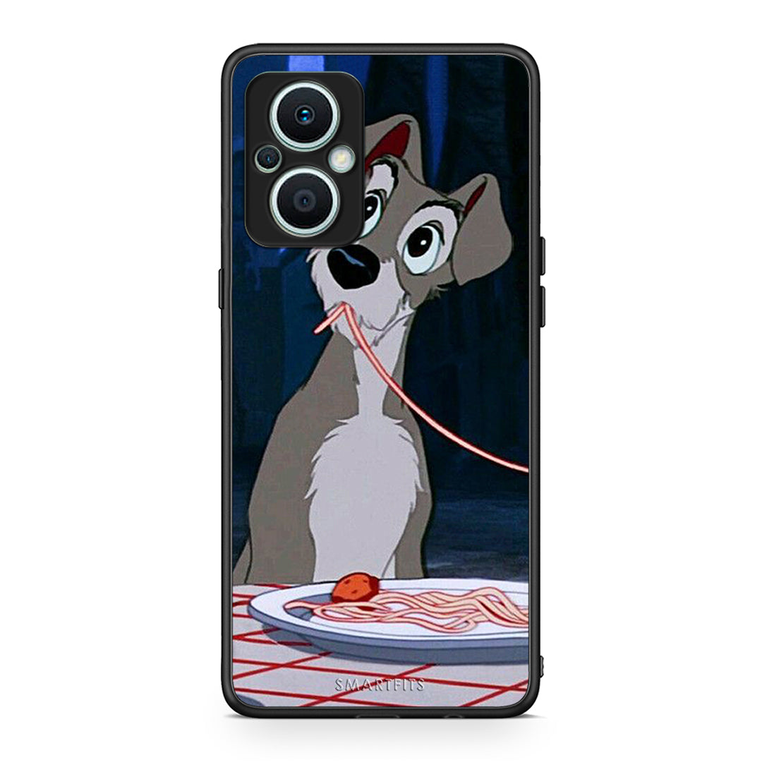 Θήκη Oppo Reno7 Lite Lady And Tramp 1 από τη Smartfits με σχέδιο στο πίσω μέρος και μαύρο περίβλημα | Oppo Reno7 Lite Lady And Tramp 1 Case with Colorful Back and Black Bezels