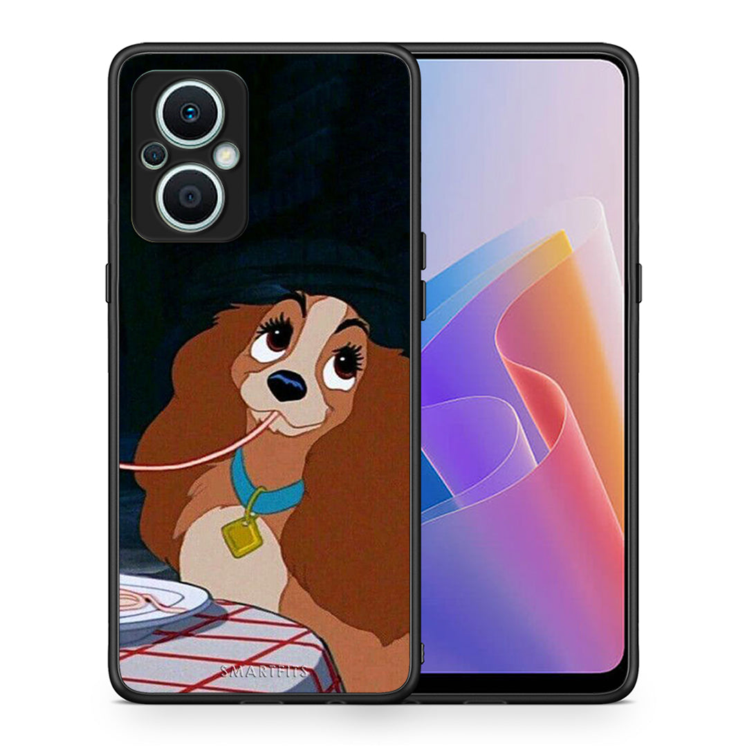 Θήκη Oppo Reno7 Lite Lady And Tramp 2 από τη Smartfits με σχέδιο στο πίσω μέρος και μαύρο περίβλημα | Oppo Reno7 Lite Lady And Tramp 2 Case with Colorful Back and Black Bezels