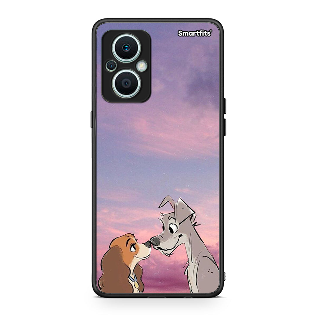 Θήκη Oppo Reno7 Lite Lady And Tramp από τη Smartfits με σχέδιο στο πίσω μέρος και μαύρο περίβλημα | Oppo Reno7 Lite Lady And Tramp Case with Colorful Back and Black Bezels