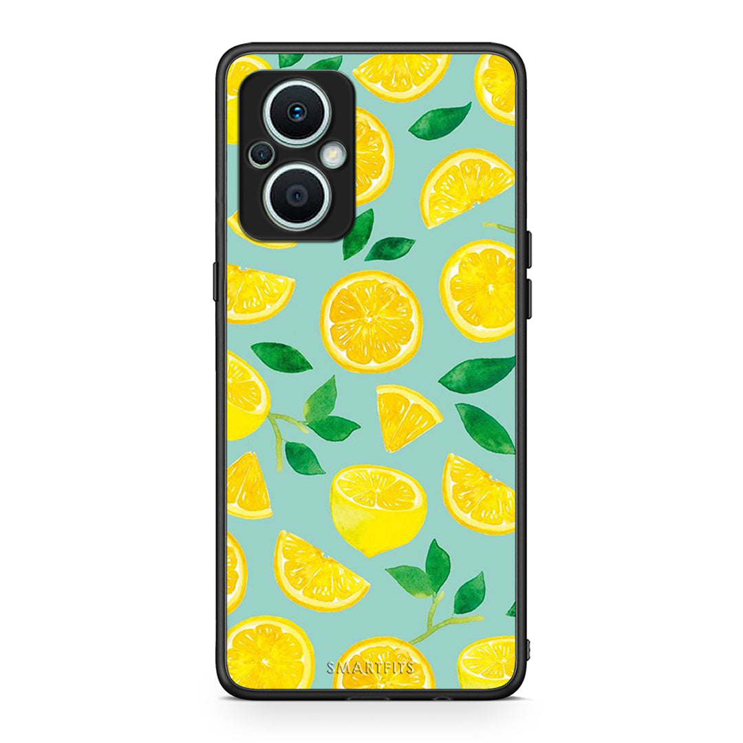 Θήκη Oppo Reno7 Lite Lemons από τη Smartfits με σχέδιο στο πίσω μέρος και μαύρο περίβλημα | Oppo Reno7 Lite Lemons Case with Colorful Back and Black Bezels