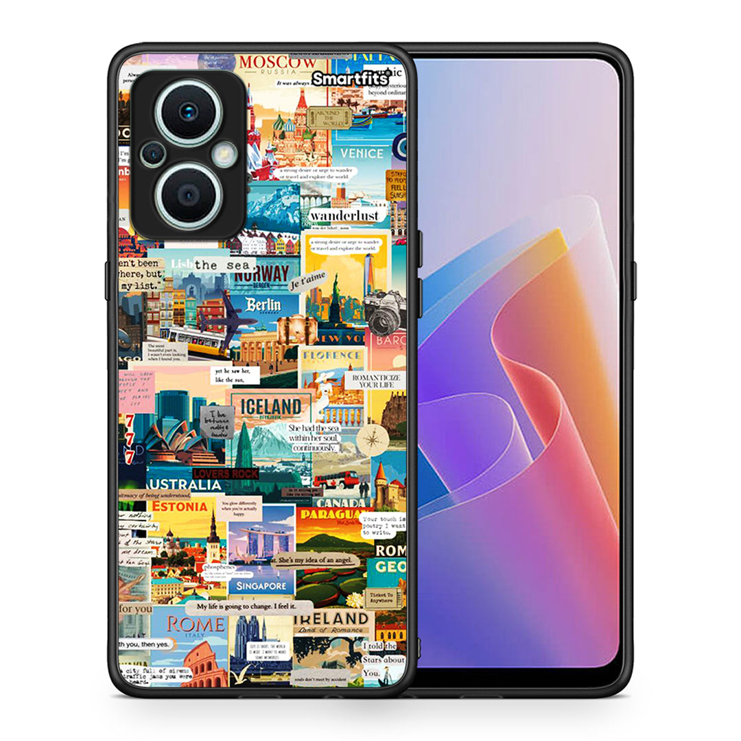 Θήκη Oppo Reno7 Lite Live To Travel από τη Smartfits με σχέδιο στο πίσω μέρος και μαύρο περίβλημα | Oppo Reno7 Lite Live To Travel Case with Colorful Back and Black Bezels