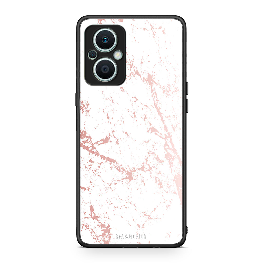 Θήκη Oppo Reno7 Lite Marble Pink Splash από τη Smartfits με σχέδιο στο πίσω μέρος και μαύρο περίβλημα | Oppo Reno7 Lite Marble Pink Splash Case with Colorful Back and Black Bezels