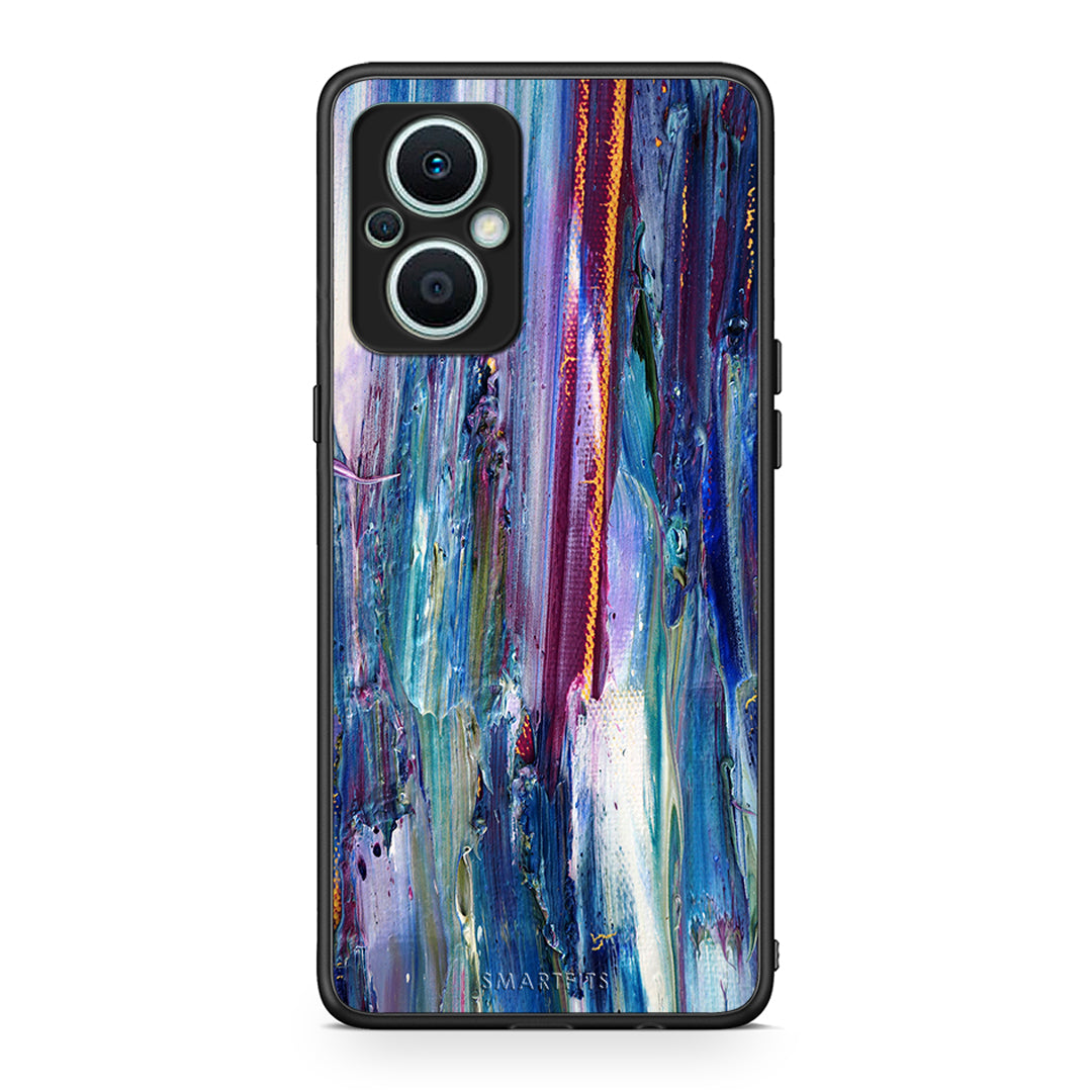 Θήκη Oppo Reno7 Lite Paint Winter από τη Smartfits με σχέδιο στο πίσω μέρος και μαύρο περίβλημα | Oppo Reno7 Lite Paint Winter Case with Colorful Back and Black Bezels