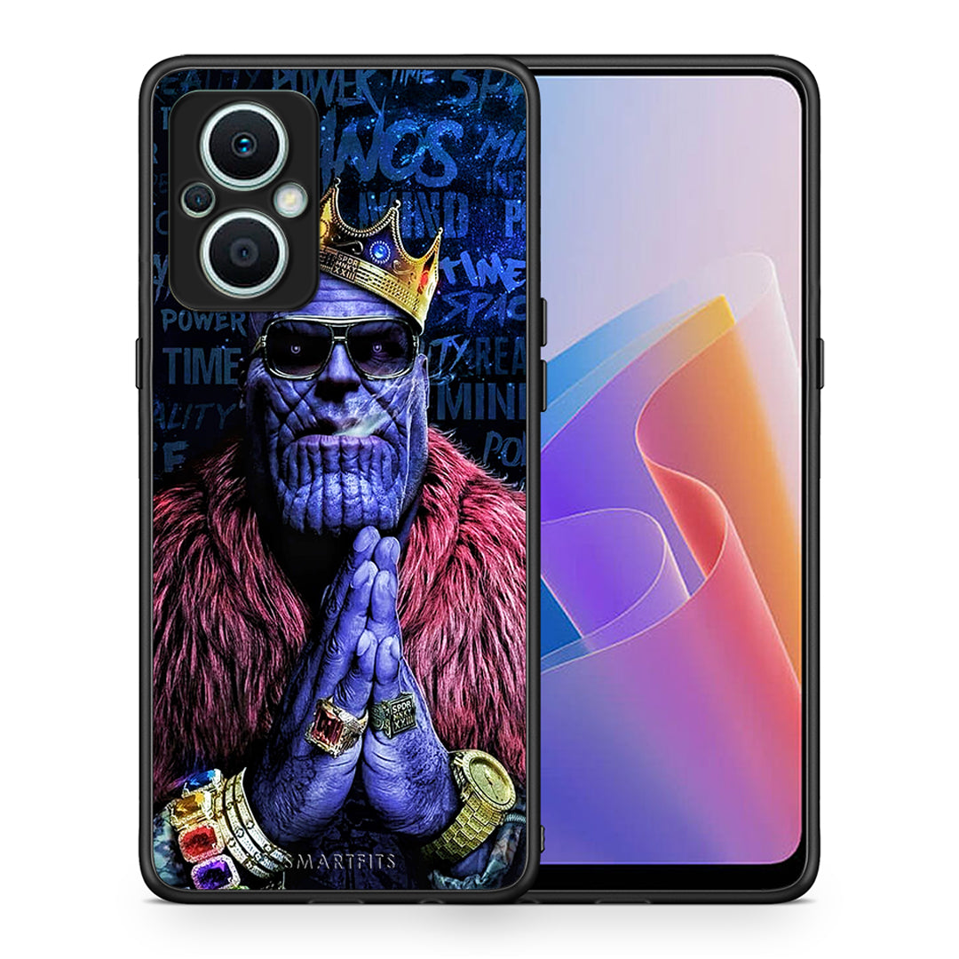 Θήκη Oppo Reno7 Lite PopArt Thanos από τη Smartfits με σχέδιο στο πίσω μέρος και μαύρο περίβλημα | Oppo Reno7 Lite PopArt Thanos Case with Colorful Back and Black Bezels