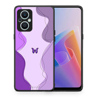 Thumbnail for Θήκη Oppo Reno7 Lite Purple Mariposa από τη Smartfits με σχέδιο στο πίσω μέρος και μαύρο περίβλημα | Oppo Reno7 Lite Purple Mariposa Case with Colorful Back and Black Bezels