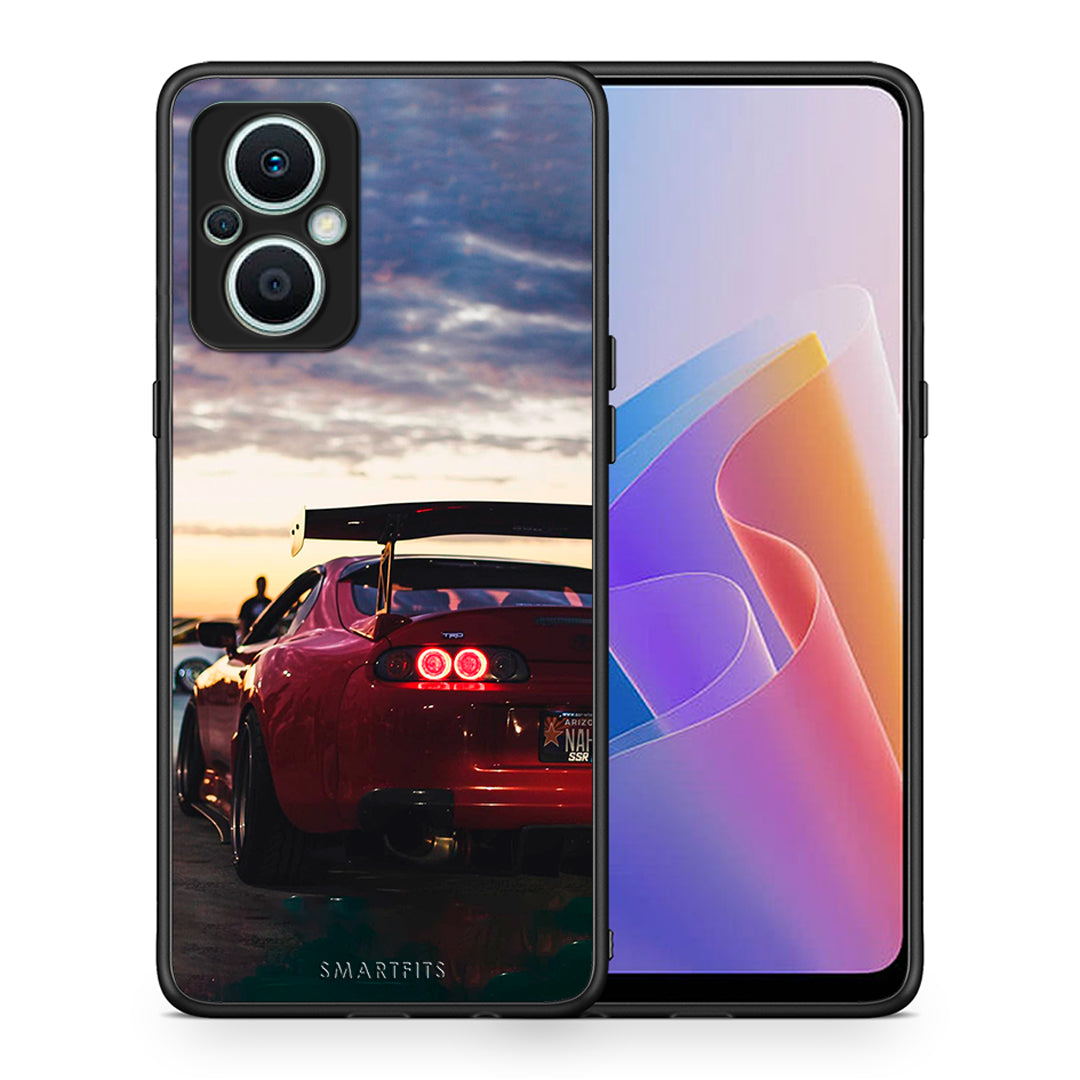 Θήκη Oppo Reno7 Lite Racing Supra από τη Smartfits με σχέδιο στο πίσω μέρος και μαύρο περίβλημα | Oppo Reno7 Lite Racing Supra Case with Colorful Back and Black Bezels