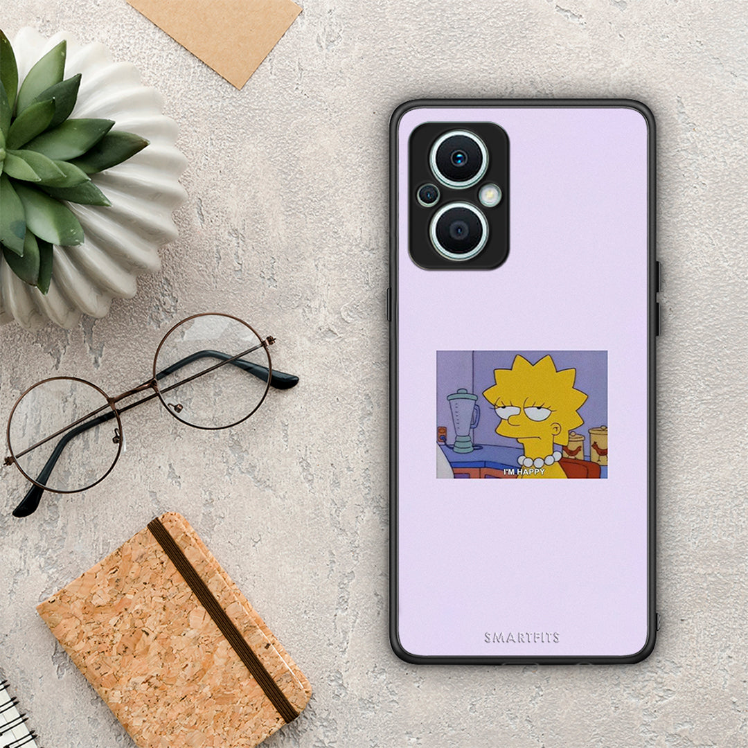 Θήκη Oppo Reno7 Lite So Happy από τη Smartfits με σχέδιο στο πίσω μέρος και μαύρο περίβλημα | Oppo Reno7 Lite So Happy Case with Colorful Back and Black Bezels