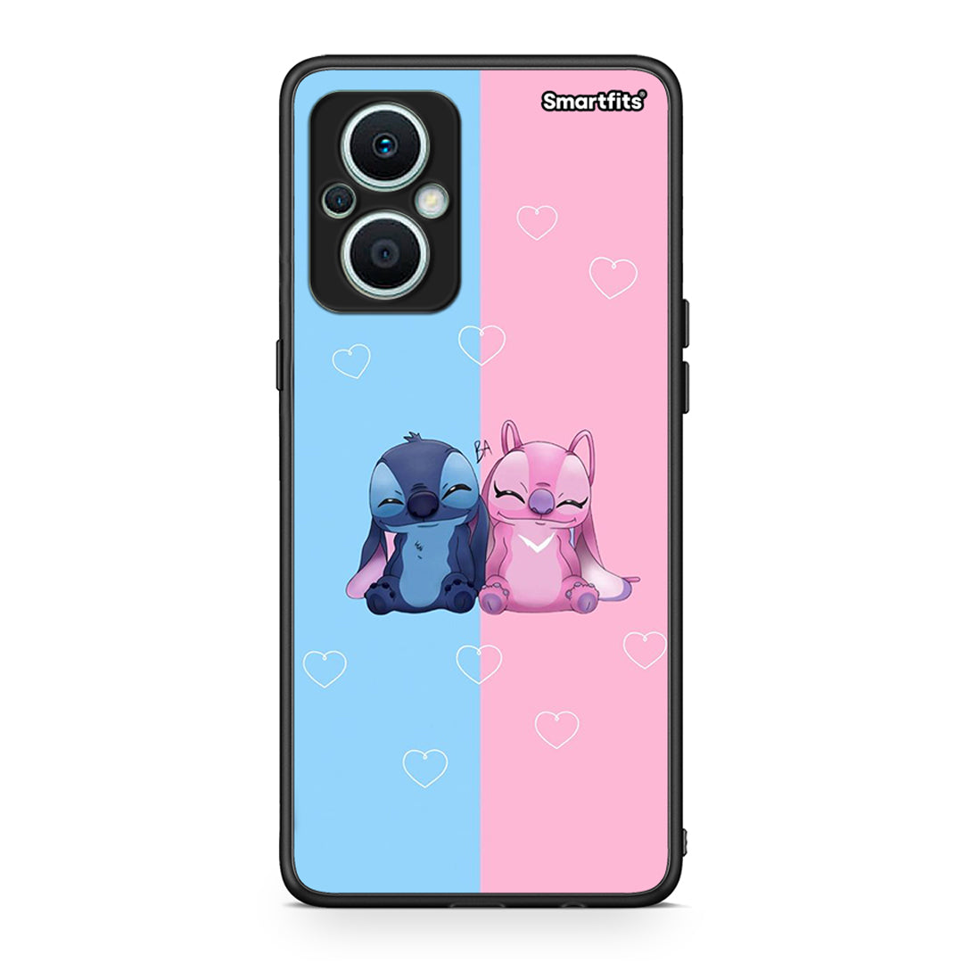 Θήκη Oppo Reno7 Lite Stitch And Angel από τη Smartfits με σχέδιο στο πίσω μέρος και μαύρο περίβλημα | Oppo Reno7 Lite Stitch And Angel Case with Colorful Back and Black Bezels