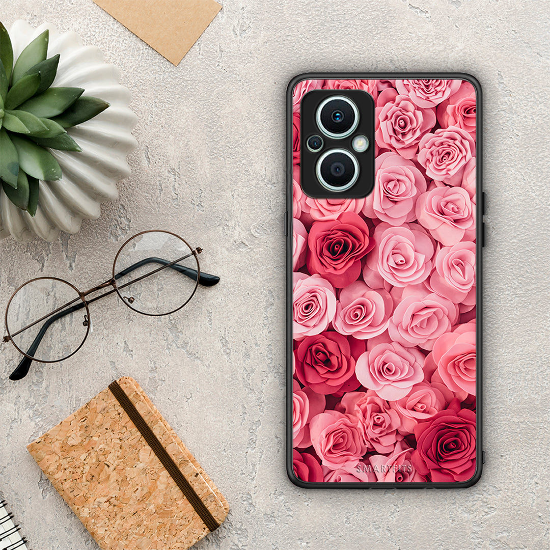 Θήκη Oppo Reno7 Lite Valentine RoseGarden από τη Smartfits με σχέδιο στο πίσω μέρος και μαύρο περίβλημα | Oppo Reno7 Lite Valentine RoseGarden Case with Colorful Back and Black Bezels