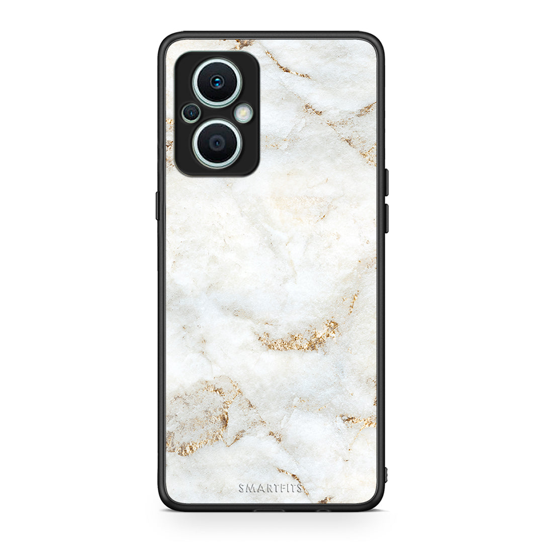 Θήκη Oppo Reno7 Lite White Gold Marble από τη Smartfits με σχέδιο στο πίσω μέρος και μαύρο περίβλημα | Oppo Reno7 Lite White Gold Marble Case with Colorful Back and Black Bezels