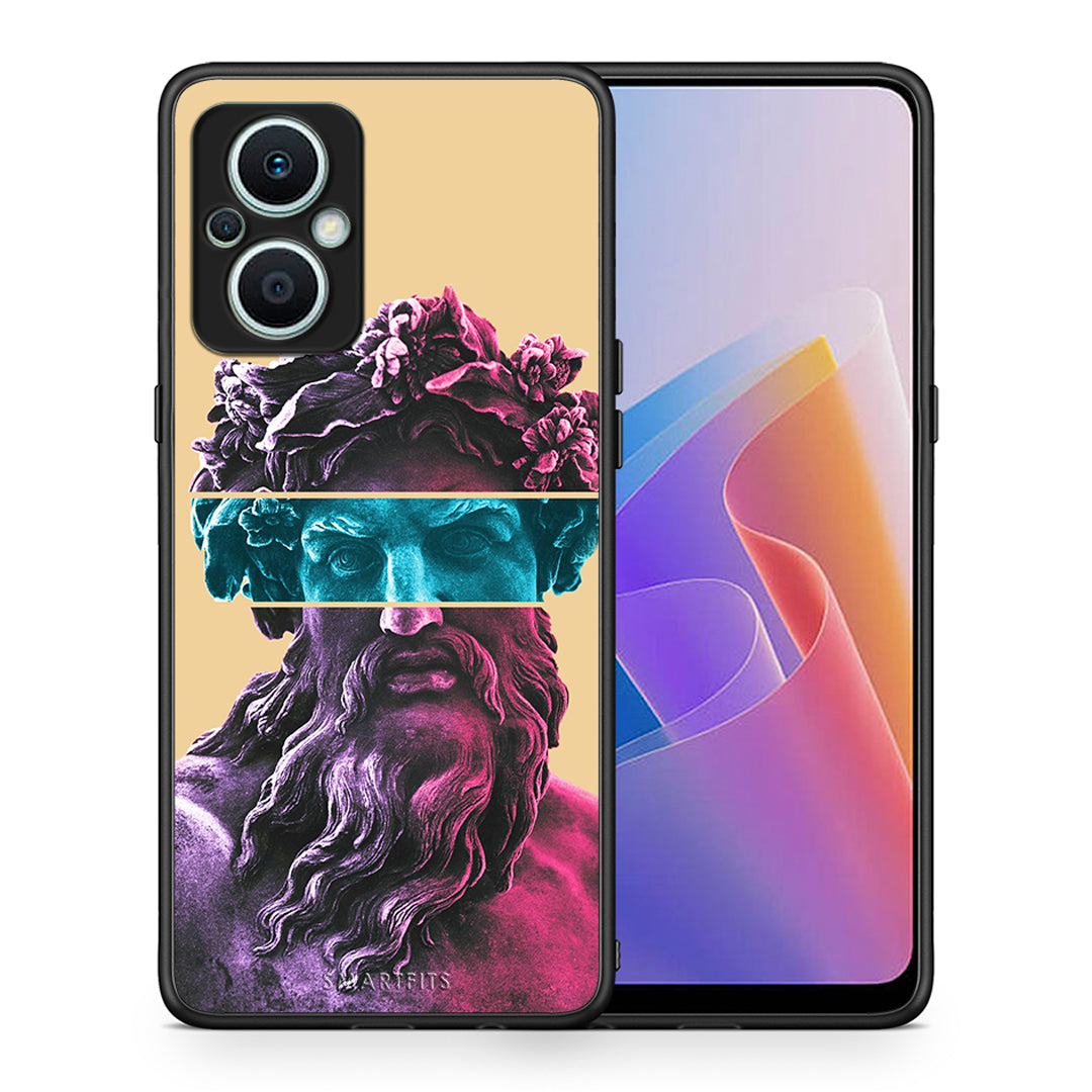 Θήκη Oppo Reno7 Lite Zeus Art από τη Smartfits με σχέδιο στο πίσω μέρος και μαύρο περίβλημα | Oppo Reno7 Lite Zeus Art Case with Colorful Back and Black Bezels