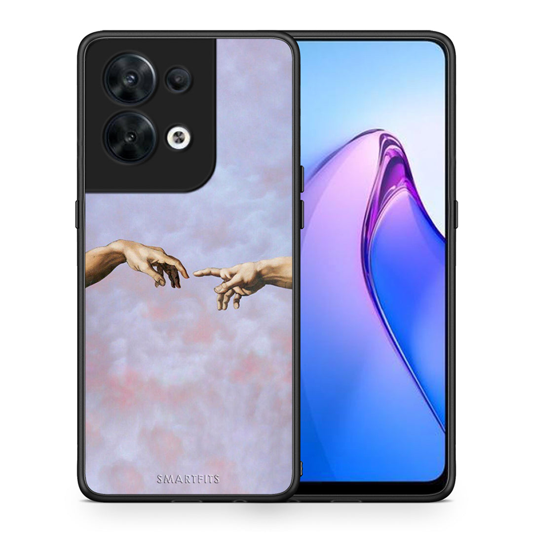 Θήκη Oppo Reno8 5G Adam Hand από τη Smartfits με σχέδιο στο πίσω μέρος και μαύρο περίβλημα | Oppo Reno8 5G Adam Hand Case with Colorful Back and Black Bezels