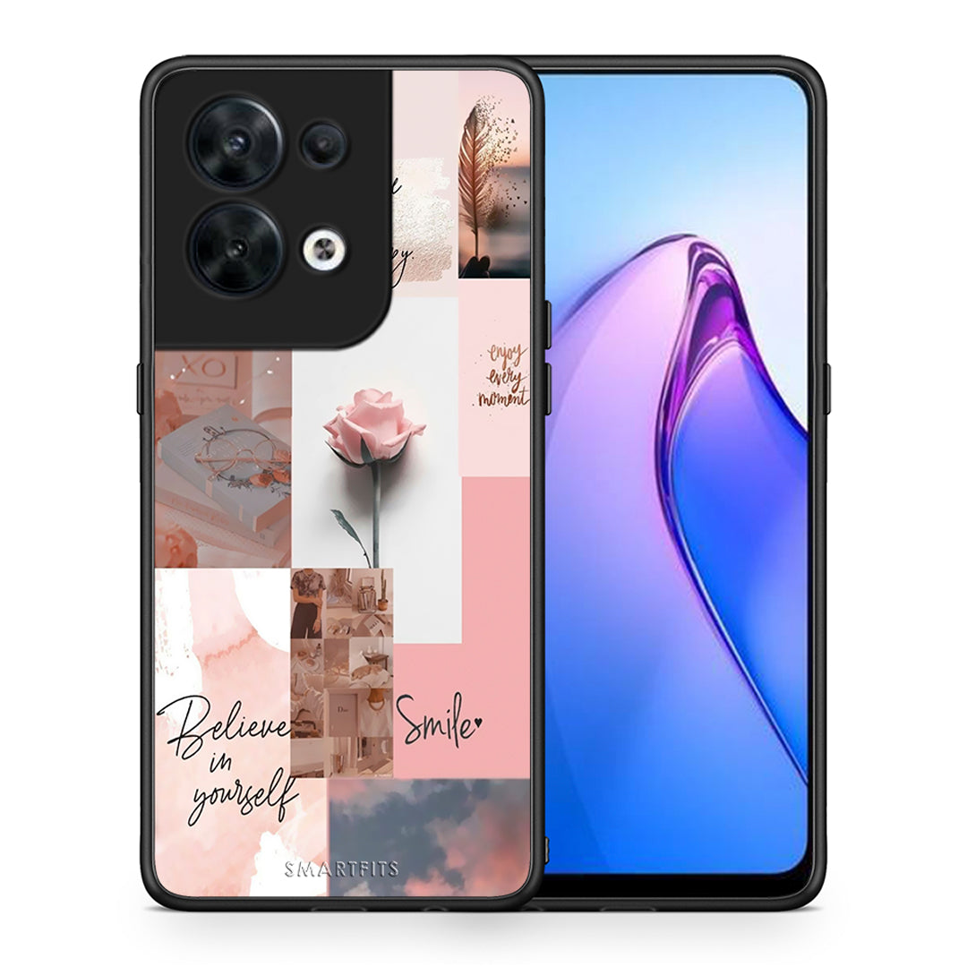 Θήκη Oppo Reno8 5G Aesthetic Collage από τη Smartfits με σχέδιο στο πίσω μέρος και μαύρο περίβλημα | Oppo Reno8 5G Aesthetic Collage Case with Colorful Back and Black Bezels