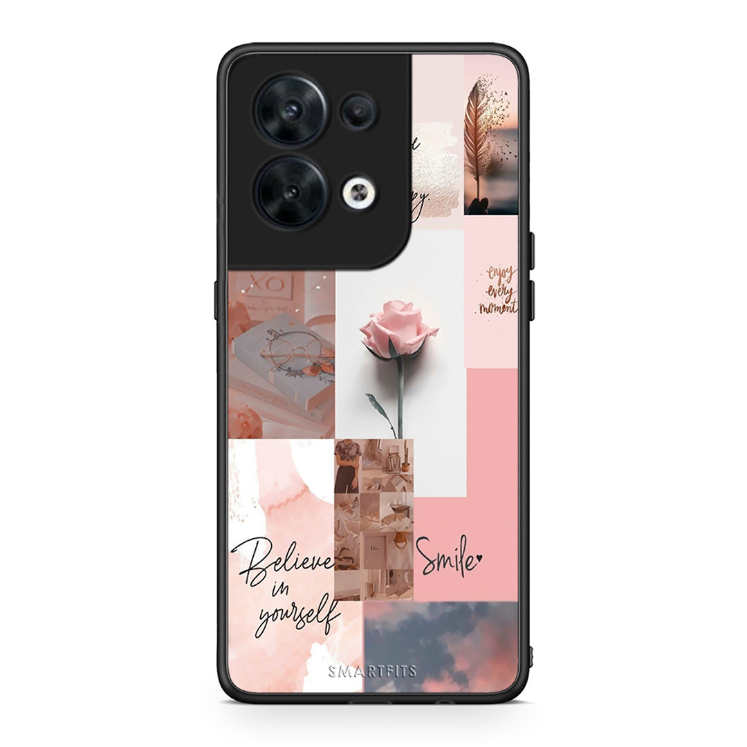 Θήκη Oppo Reno8 5G Aesthetic Collage από τη Smartfits με σχέδιο στο πίσω μέρος και μαύρο περίβλημα | Oppo Reno8 5G Aesthetic Collage Case with Colorful Back and Black Bezels