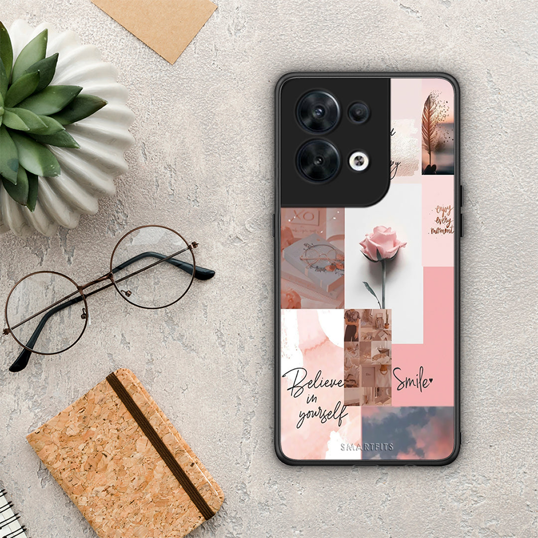 Θήκη Oppo Reno8 5G Aesthetic Collage από τη Smartfits με σχέδιο στο πίσω μέρος και μαύρο περίβλημα | Oppo Reno8 5G Aesthetic Collage Case with Colorful Back and Black Bezels