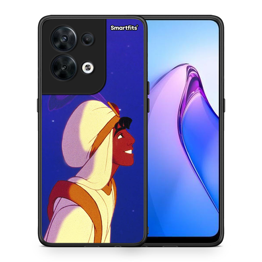 Θήκη Oppo Reno8 5G Alladin And Jasmine Love 1 από τη Smartfits με σχέδιο στο πίσω μέρος και μαύρο περίβλημα | Oppo Reno8 5G Alladin And Jasmine Love 1 Case with Colorful Back and Black Bezels