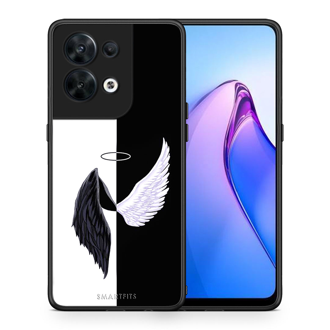 Θήκη Oppo Reno8 5G Angels Demons από τη Smartfits με σχέδιο στο πίσω μέρος και μαύρο περίβλημα | Oppo Reno8 5G Angels Demons Case with Colorful Back and Black Bezels