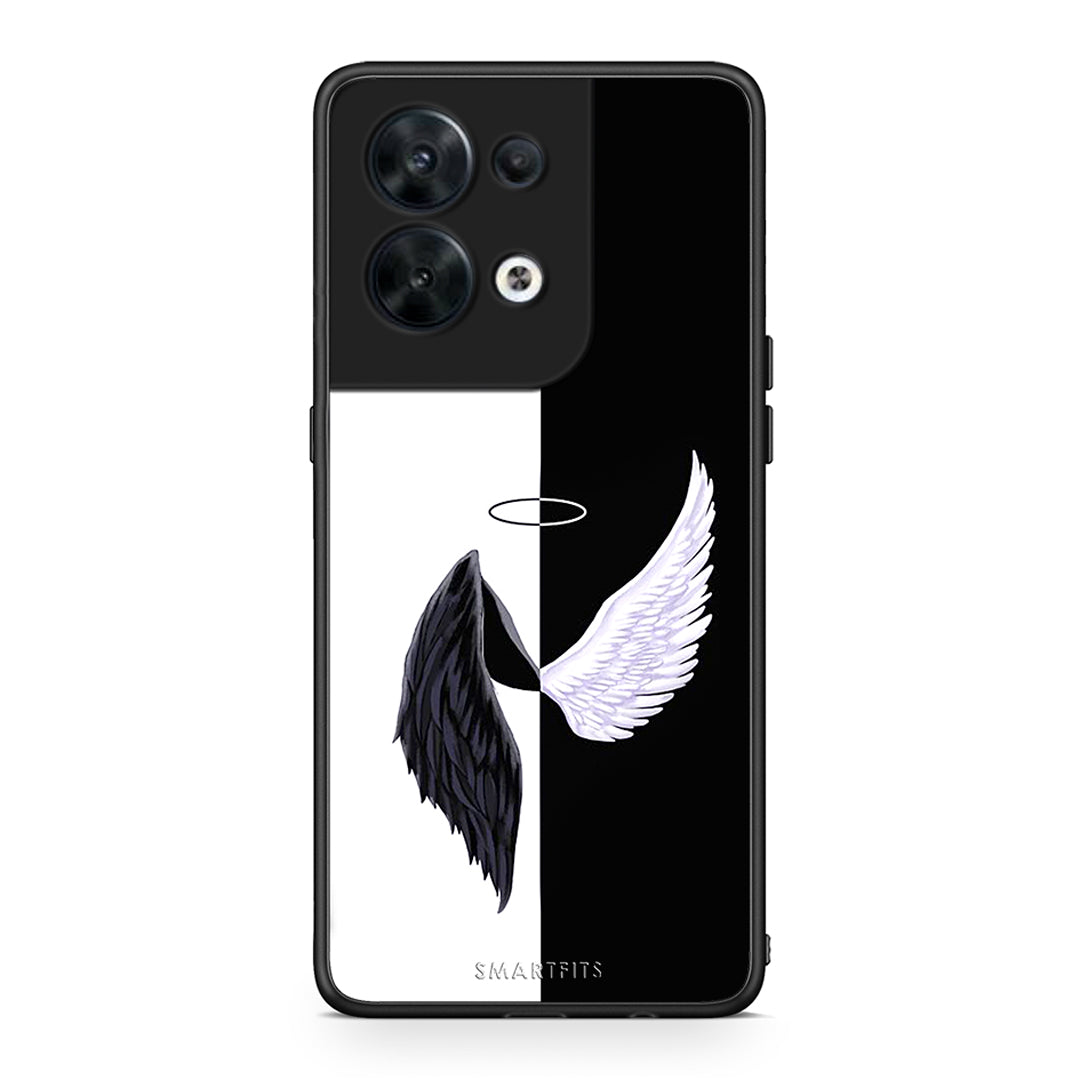 Θήκη Oppo Reno8 5G Angels Demons από τη Smartfits με σχέδιο στο πίσω μέρος και μαύρο περίβλημα | Oppo Reno8 5G Angels Demons Case with Colorful Back and Black Bezels