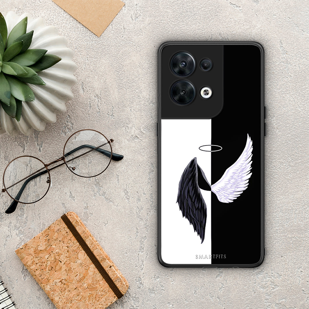 Θήκη Oppo Reno8 5G Angels Demons από τη Smartfits με σχέδιο στο πίσω μέρος και μαύρο περίβλημα | Oppo Reno8 5G Angels Demons Case with Colorful Back and Black Bezels