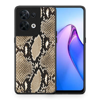 Thumbnail for Θήκη Oppo Reno8 5G Animal Fashion Snake από τη Smartfits με σχέδιο στο πίσω μέρος και μαύρο περίβλημα | Oppo Reno8 5G Animal Fashion Snake Case with Colorful Back and Black Bezels