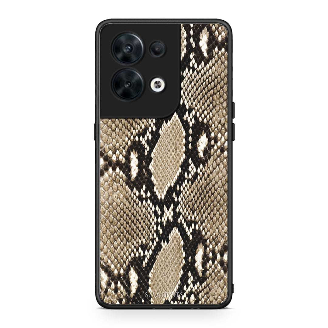 Θήκη Oppo Reno8 5G Animal Fashion Snake από τη Smartfits με σχέδιο στο πίσω μέρος και μαύρο περίβλημα | Oppo Reno8 5G Animal Fashion Snake Case with Colorful Back and Black Bezels