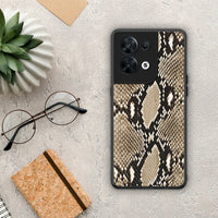 Thumbnail for Θήκη Oppo Reno8 5G Animal Fashion Snake από τη Smartfits με σχέδιο στο πίσω μέρος και μαύρο περίβλημα | Oppo Reno8 5G Animal Fashion Snake Case with Colorful Back and Black Bezels