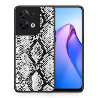 Thumbnail for Θήκη Oppo Reno8 5G Animal White Snake από τη Smartfits με σχέδιο στο πίσω μέρος και μαύρο περίβλημα | Oppo Reno8 5G Animal White Snake Case with Colorful Back and Black Bezels