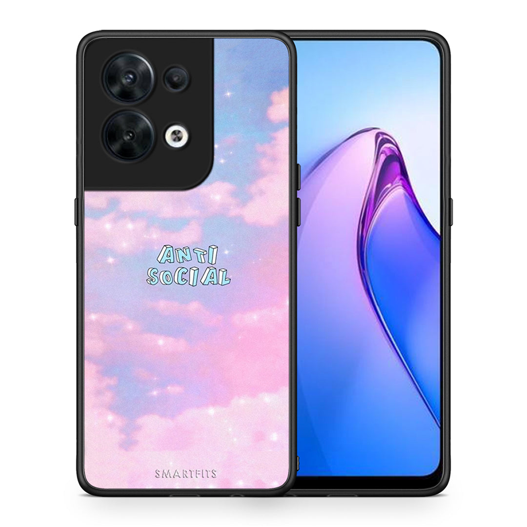 Θήκη Oppo Reno8 5G Anti Social από τη Smartfits με σχέδιο στο πίσω μέρος και μαύρο περίβλημα | Oppo Reno8 5G Anti Social Case with Colorful Back and Black Bezels