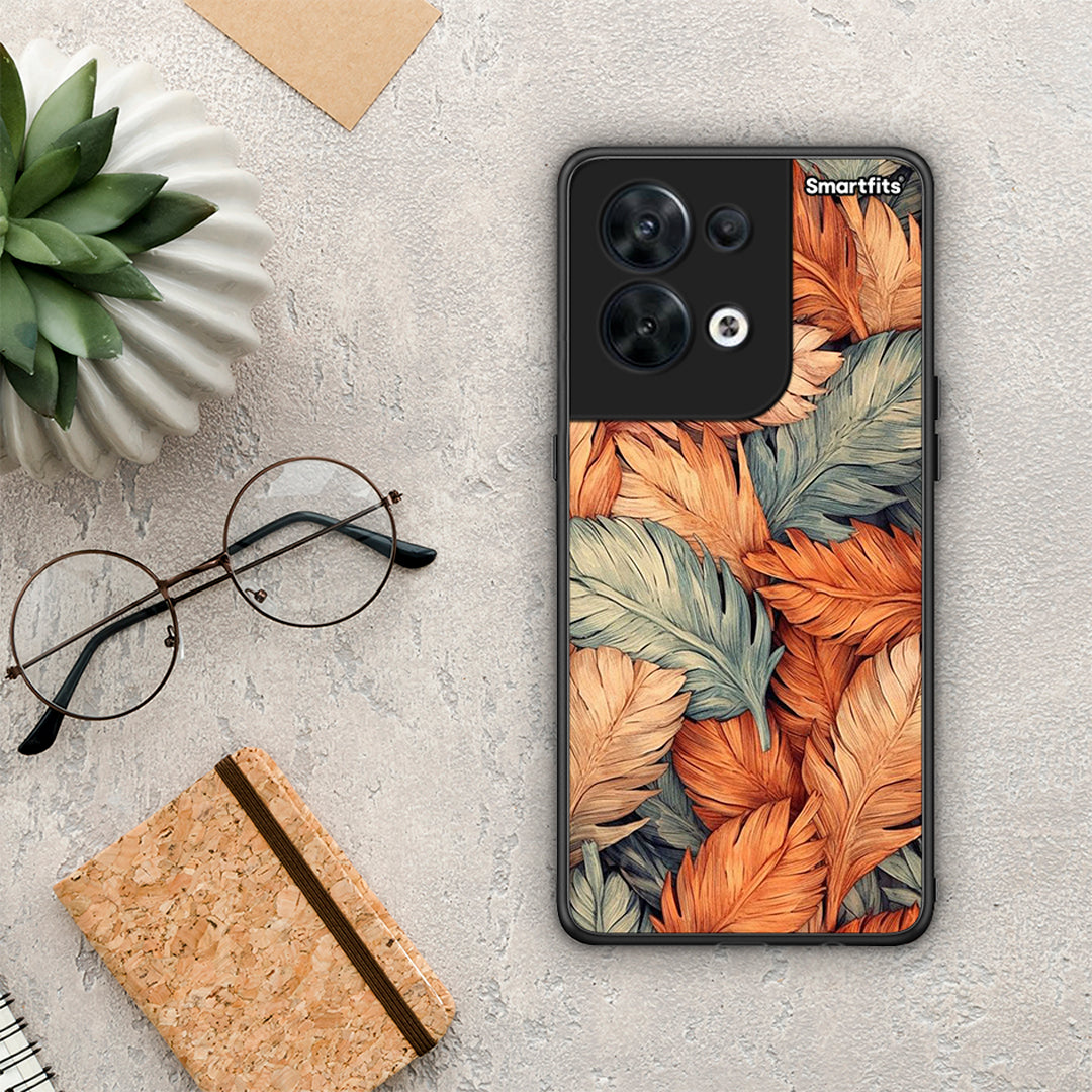 Θήκη Oppo Reno8 5G Autumn Leaves από τη Smartfits με σχέδιο στο πίσω μέρος και μαύρο περίβλημα | Oppo Reno8 5G Autumn Leaves Case with Colorful Back and Black Bezels