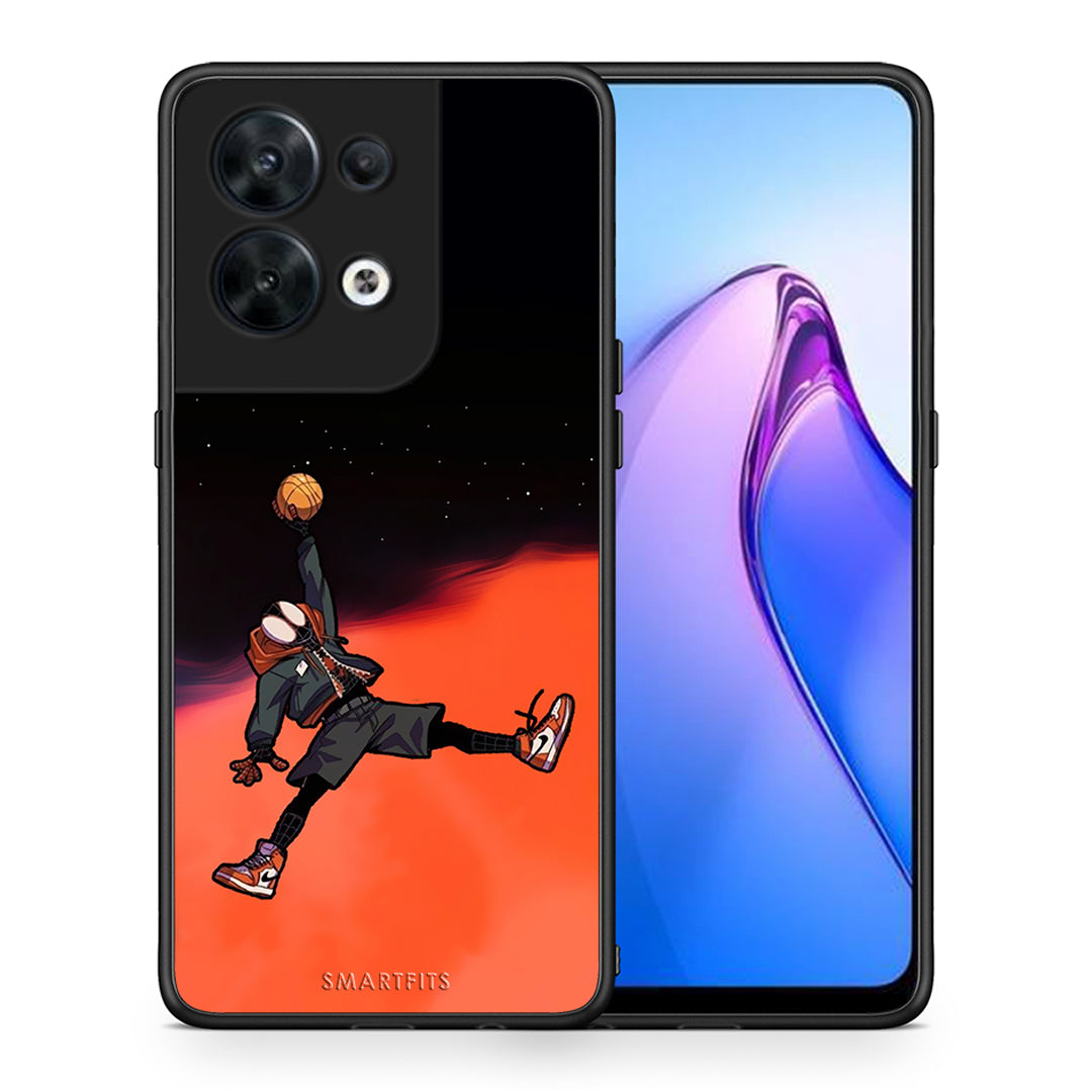 Θήκη Oppo Reno8 5G Basketball Hero από τη Smartfits με σχέδιο στο πίσω μέρος και μαύρο περίβλημα | Oppo Reno8 5G Basketball Hero Case with Colorful Back and Black Bezels