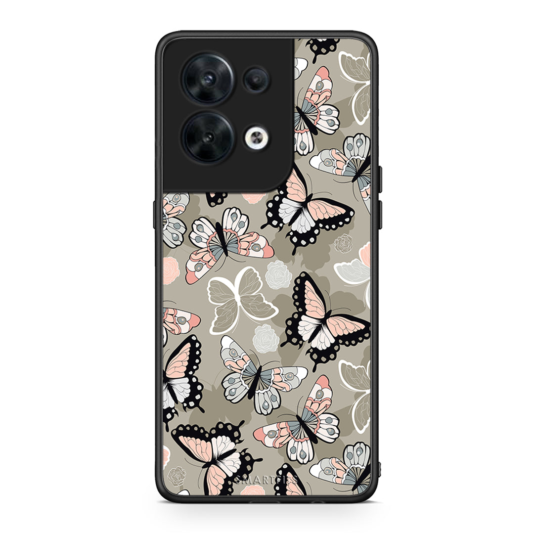 Θήκη Oppo Reno8 5G Boho Butterflies από τη Smartfits με σχέδιο στο πίσω μέρος και μαύρο περίβλημα | Oppo Reno8 5G Boho Butterflies Case with Colorful Back and Black Bezels