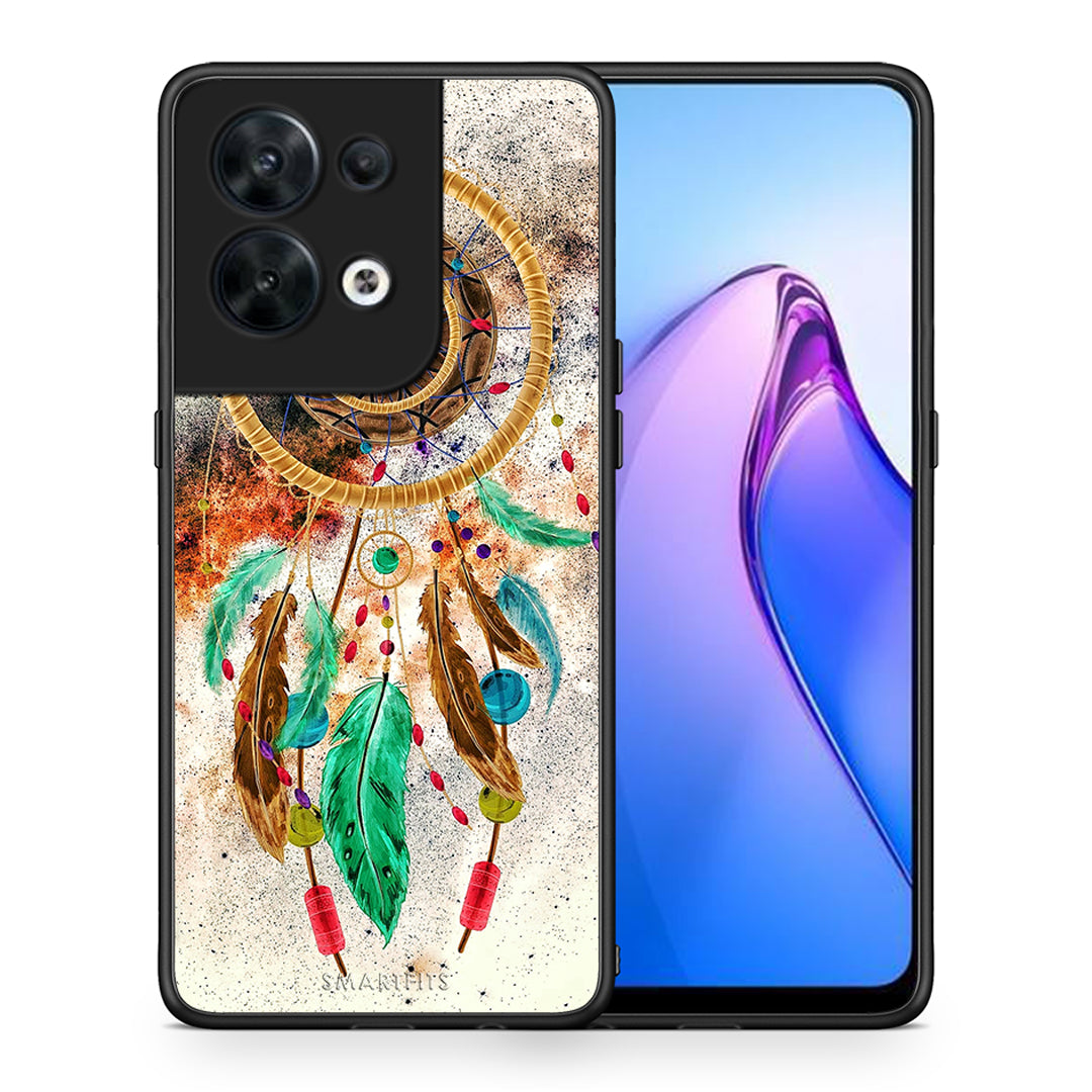 Θήκη Oppo Reno8 5G Boho DreamCatcher από τη Smartfits με σχέδιο στο πίσω μέρος και μαύρο περίβλημα | Oppo Reno8 5G Boho DreamCatcher Case with Colorful Back and Black Bezels