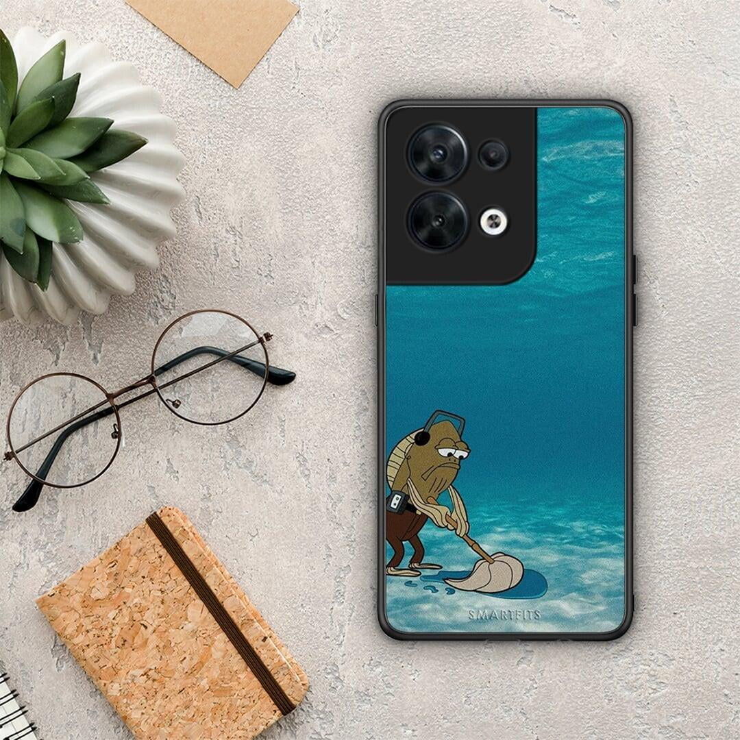 Θήκη Oppo Reno8 5G Clean The Ocean από τη Smartfits με σχέδιο στο πίσω μέρος και μαύρο περίβλημα | Oppo Reno8 5G Clean The Ocean Case with Colorful Back and Black Bezels