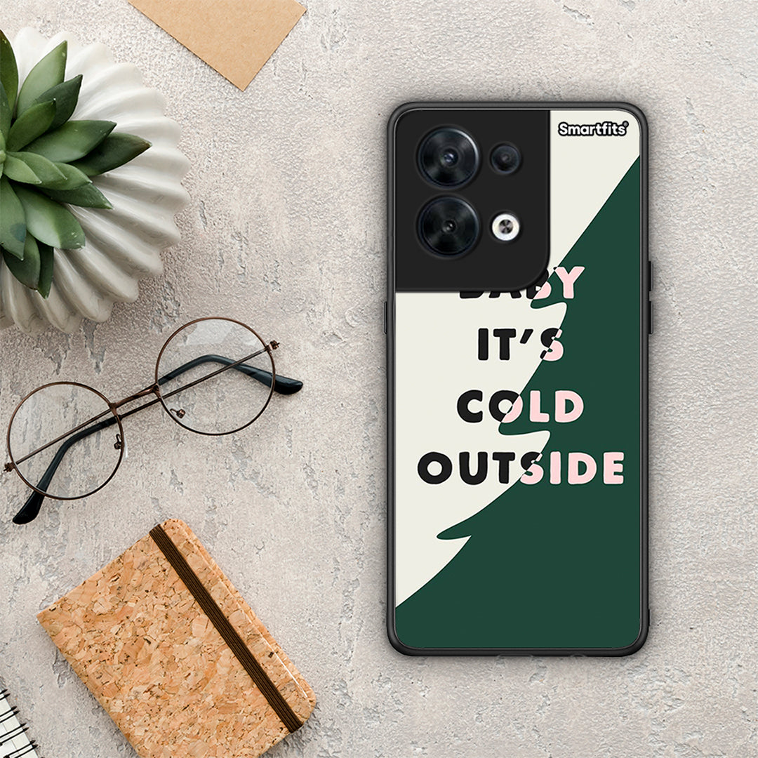 Θήκη Oppo Reno8 5G Cold Outside από τη Smartfits με σχέδιο στο πίσω μέρος και μαύρο περίβλημα | Oppo Reno8 5G Cold Outside Case with Colorful Back and Black Bezels