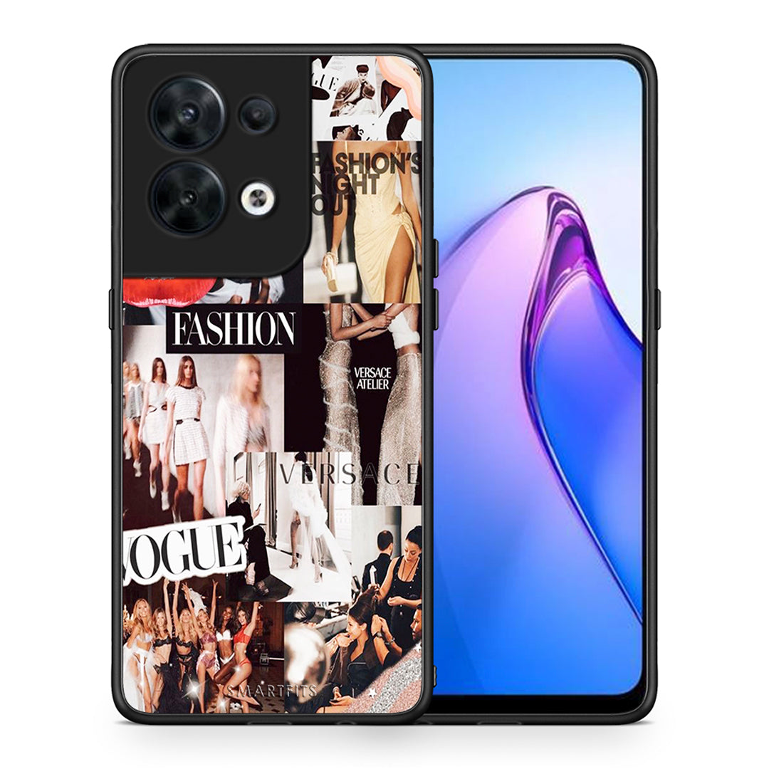 Θήκη Oppo Reno8 5G Collage Fashion από τη Smartfits με σχέδιο στο πίσω μέρος και μαύρο περίβλημα | Oppo Reno8 5G Collage Fashion Case with Colorful Back and Black Bezels