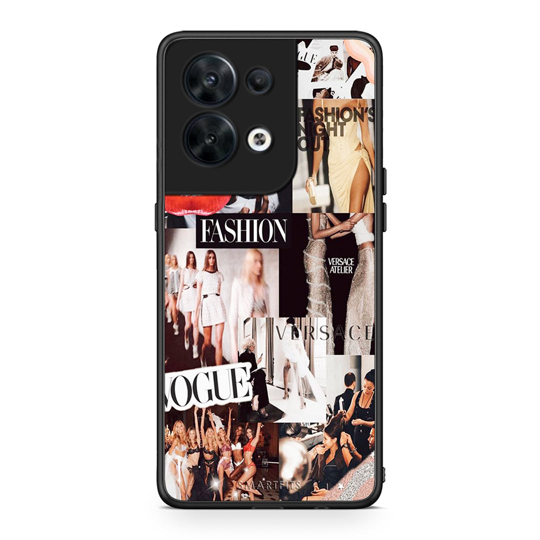 Θήκη Oppo Reno8 5G Collage Fashion από τη Smartfits με σχέδιο στο πίσω μέρος και μαύρο περίβλημα | Oppo Reno8 5G Collage Fashion Case with Colorful Back and Black Bezels