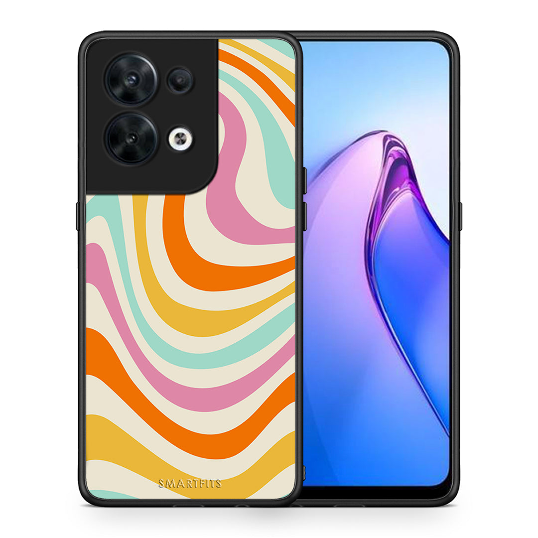 Θήκη Oppo Reno8 5G Colourful Waves από τη Smartfits με σχέδιο στο πίσω μέρος και μαύρο περίβλημα | Oppo Reno8 5G Colourful Waves Case with Colorful Back and Black Bezels