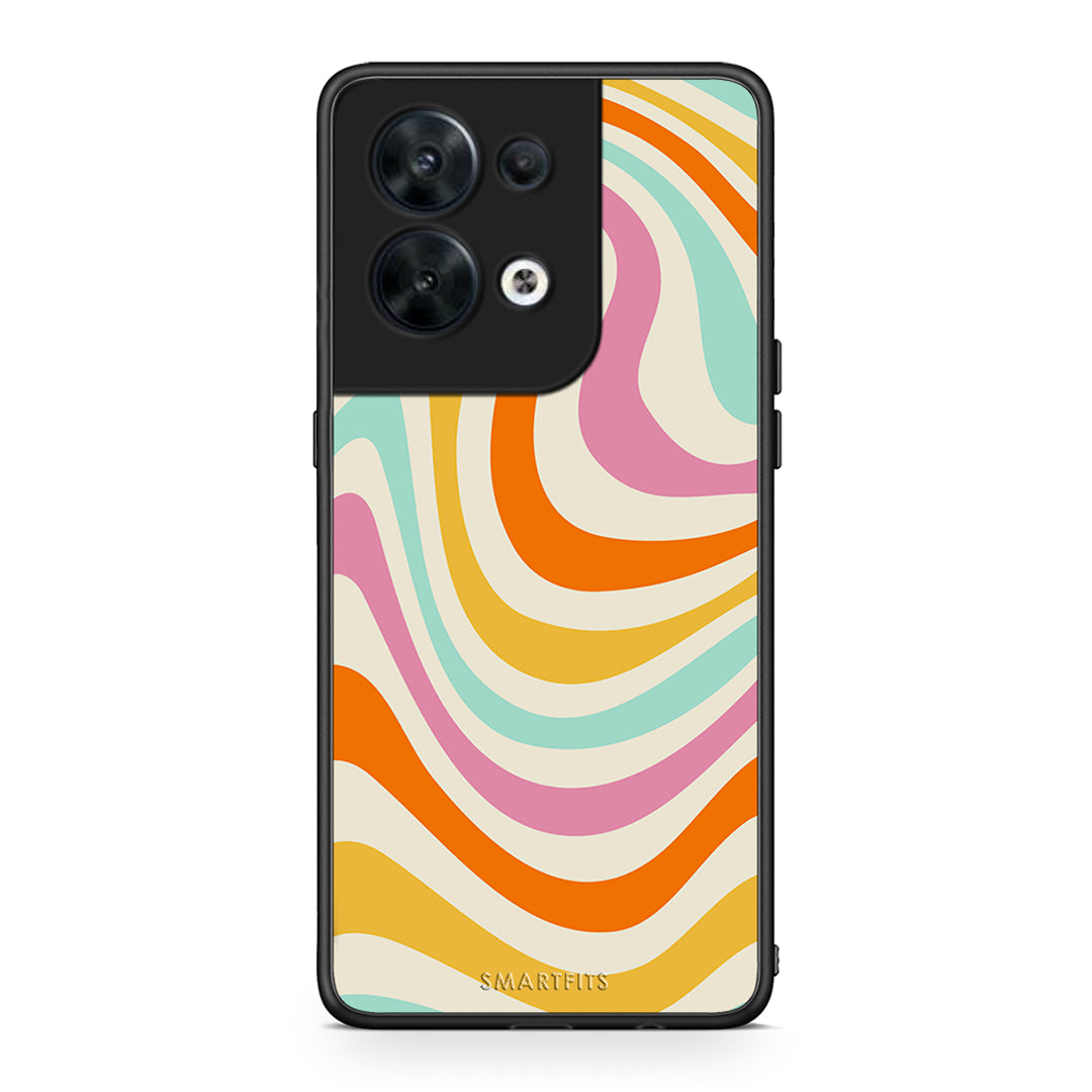 Θήκη Oppo Reno8 5G Colourful Waves από τη Smartfits με σχέδιο στο πίσω μέρος και μαύρο περίβλημα | Oppo Reno8 5G Colourful Waves Case with Colorful Back and Black Bezels