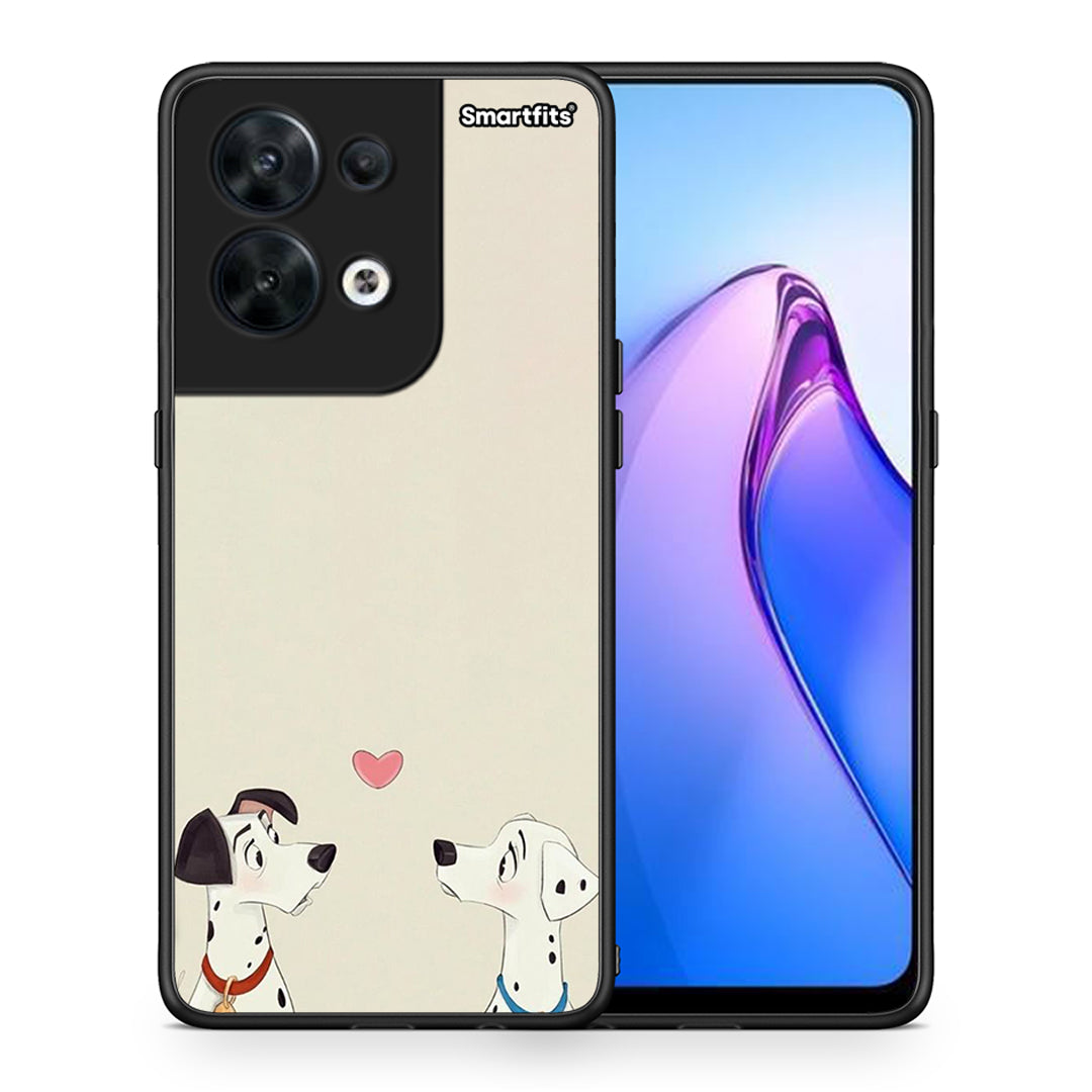 Θήκη Oppo Reno8 5G Dalmatians Love από τη Smartfits με σχέδιο στο πίσω μέρος και μαύρο περίβλημα | Oppo Reno8 5G Dalmatians Love Case with Colorful Back and Black Bezels